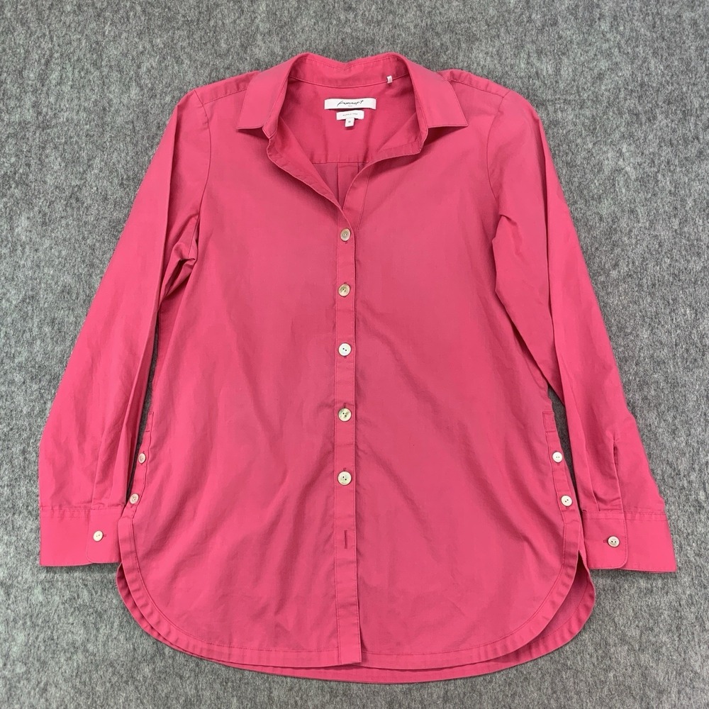 Foxcroft NYC Taylor Wrinkle Free Button Up Tunic Pink Shirt Office - Size 10 (M)